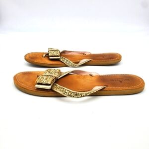 Kate Spade Shoes Women 11M Icarda Gold Glitter Bow Thong Sandals